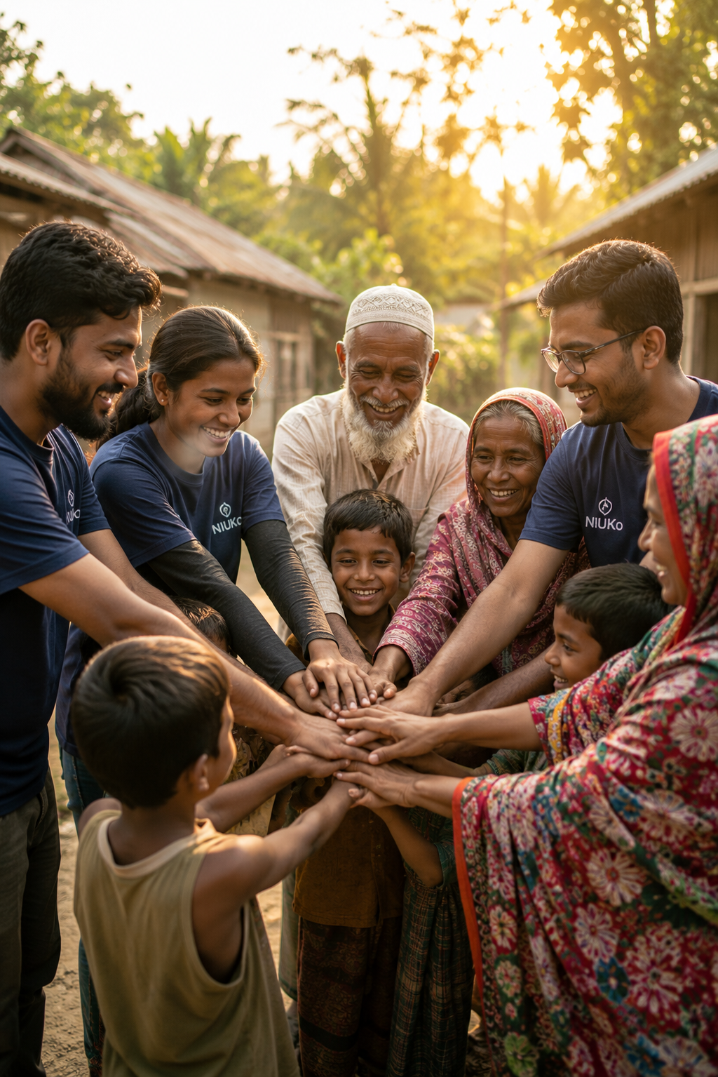 community unity in a sunlit village